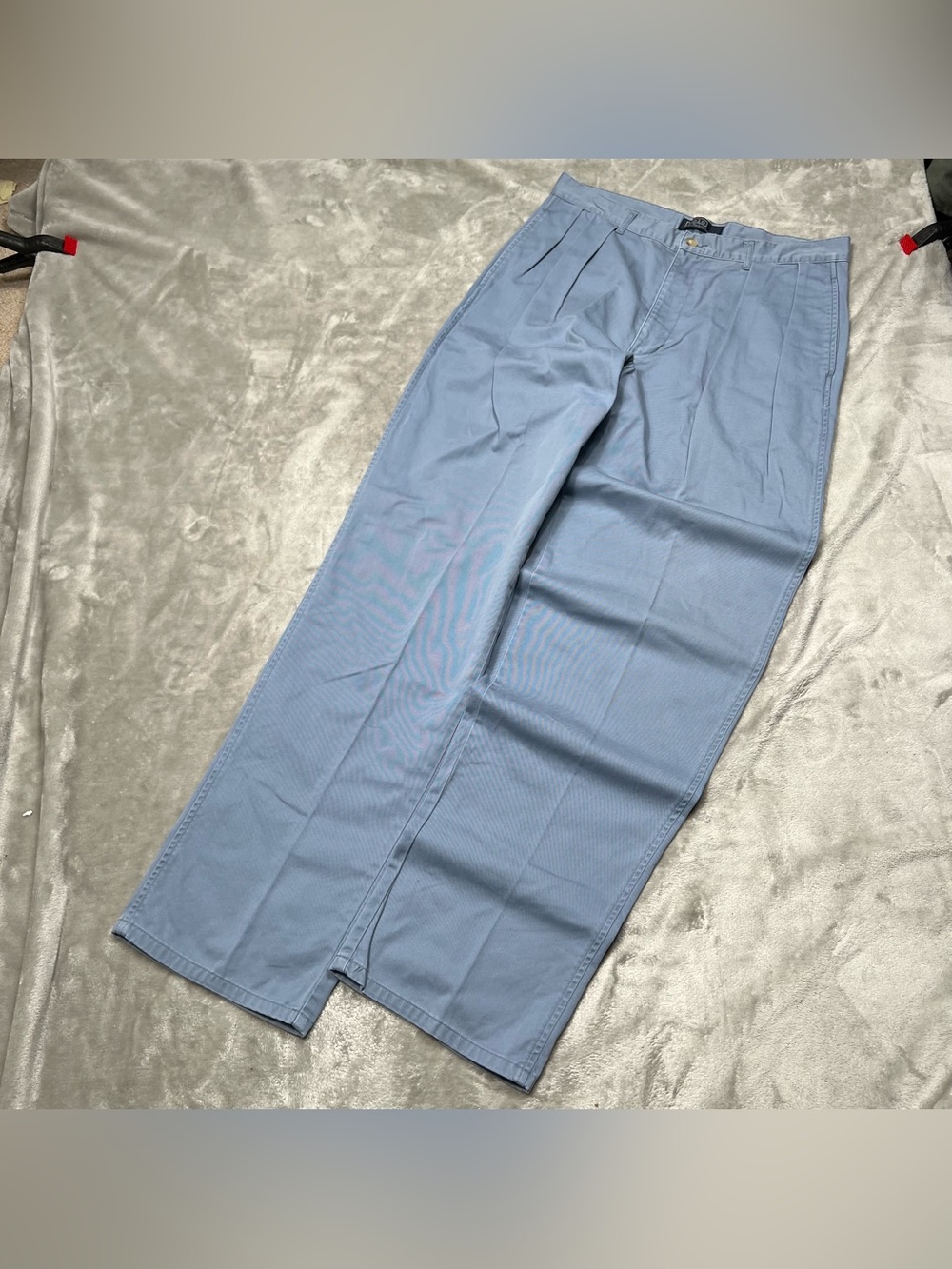 Vintage Polo Ralph Lauren Pleated Pants Mens 32x34 Baby Blue Preppy Baggy Y2K